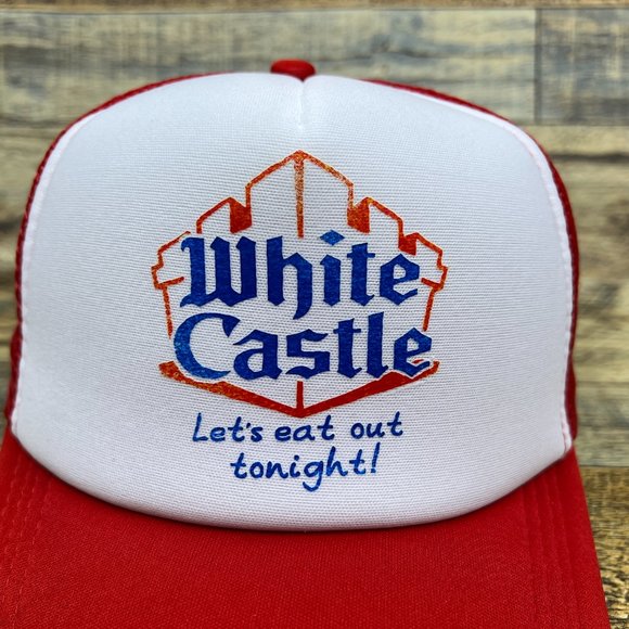 White Castle Mens Trucker Hat Red Snapback Vintage Logo Retro Fast Food Cap - Picture 3 of 5